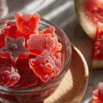 Healthy watermelon gummies in a bowl
