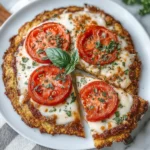 chicken crust protein pizza fresh out of oven