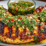 Grilled Chimichurri Chicken served with chimichurri sauce