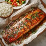 Brown sugar-glazed salmon with golden crust
