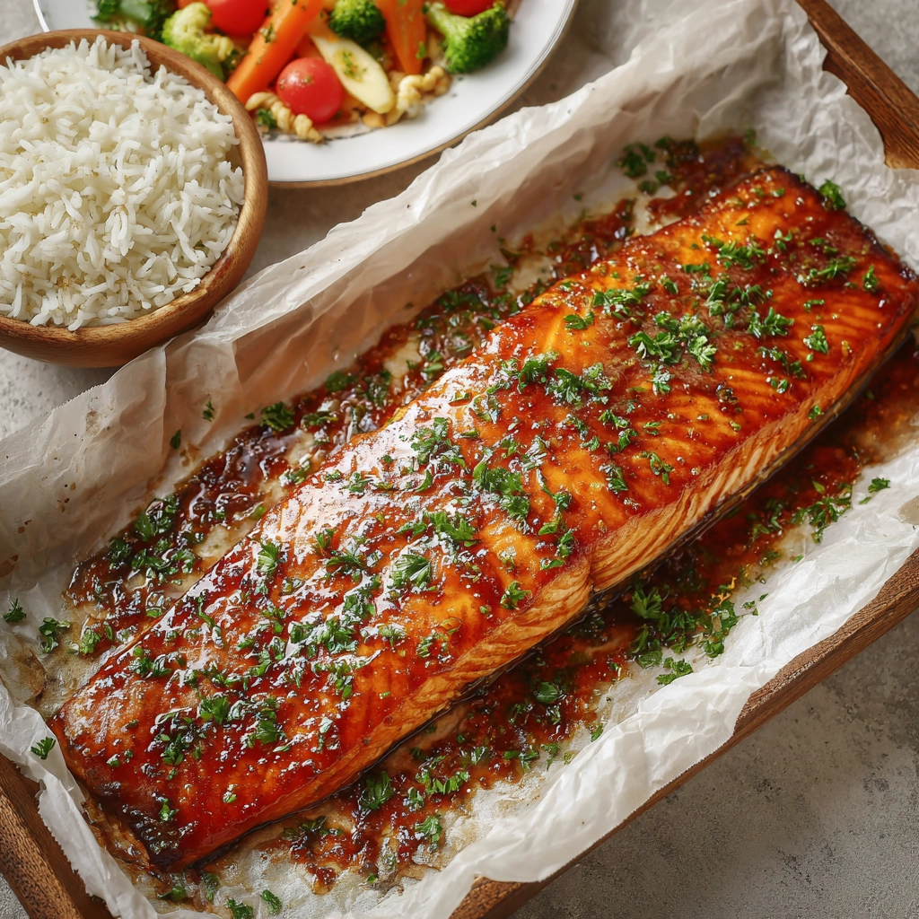 Brown sugar-glazed salmon with golden crust